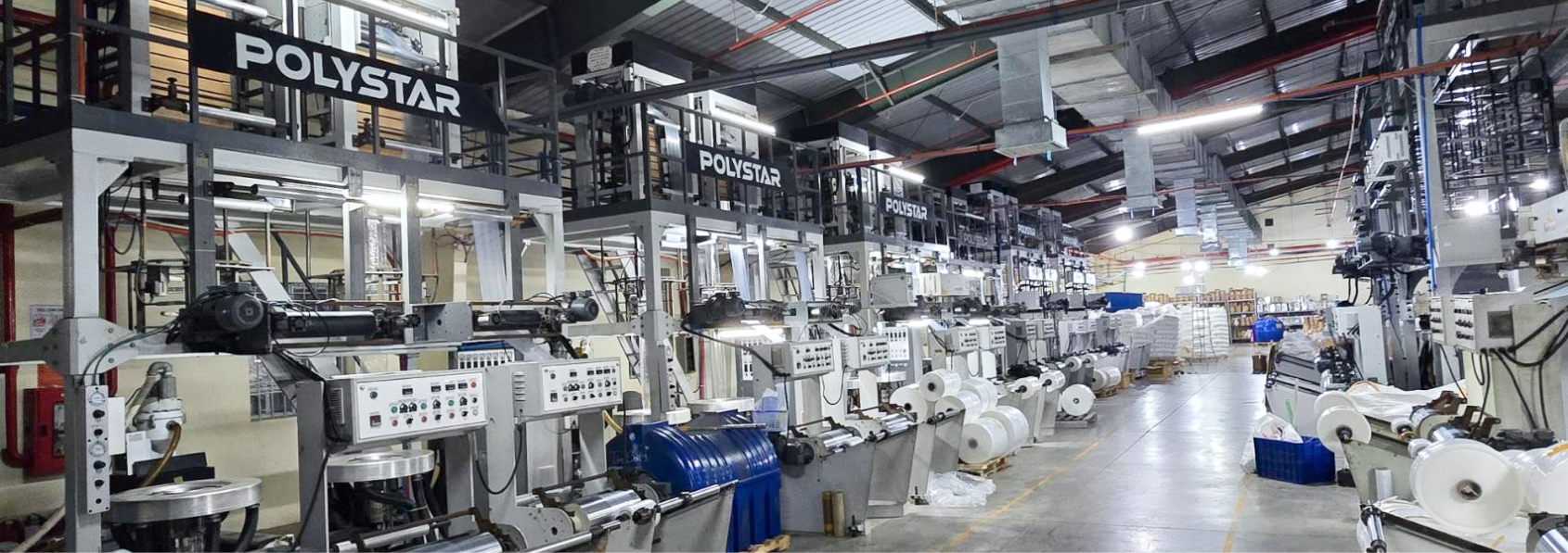 POLYSTAR twin-head blown film extruder lines operate in the Vietnamese factory